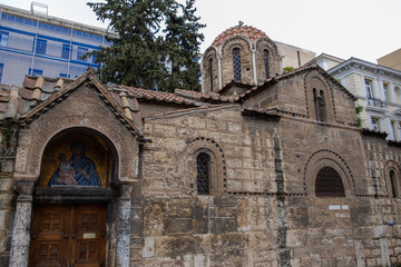 Fototapeta premium Athens - December 2019: external of Church of the Assumption of the Virgin Mary