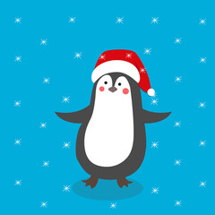 christmas card with penguin
