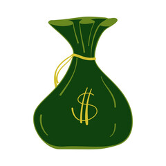Money bag or sack with dollar sign symbol in vector icon