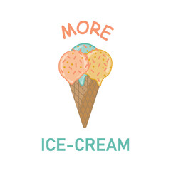 More ice-cream  illustration.  Cone ice cream with sprinkles.
