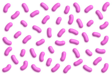 Abstract seamless pattern with pink 3D beans