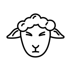 sheep animal head line style icon