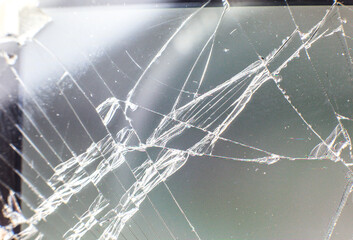 Broken glass texture. Close up photo.