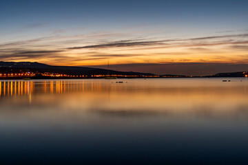 Amazing view of sunrise at Tbilisi sea, long exposure