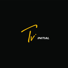 Tv Initial Handwriting or Handwritten Logo for Identity. Logo with Signature and Hand Drawn Style.