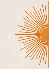 Orange Sun print boho minimalist printable wall art - 403090161