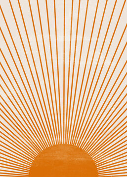 Fototapeta Orange Sun print boho minimalist printable wall art