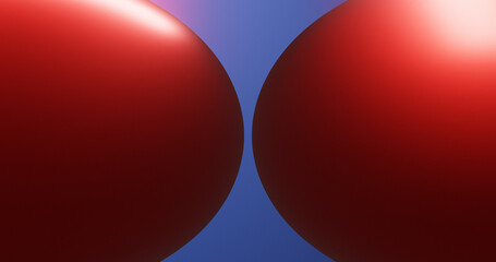 Render with red rounded objects on a blue background