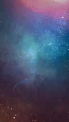 Night sky full of stars texture. Wallpaper of Milky way and galaxies. Nebula view. Vertical fantasy...