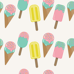 Vector pattern with colorful ice creams.