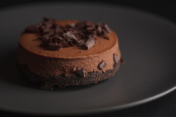 chocolate cheesecake on a plate