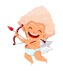 Obraz premium Happy Valentines day. Cute funny Cupid Angel