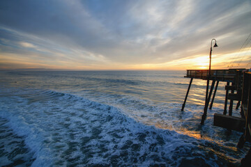 Pacific ocean sunset, Pismo Beach, California central coast