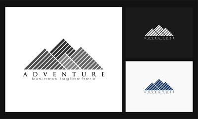 simple line mountain concept design logo