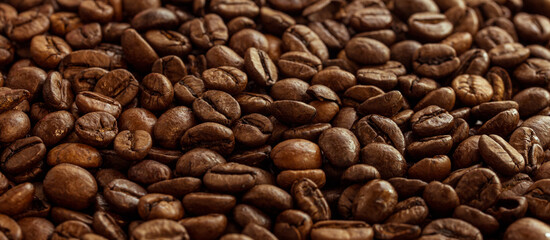 background of brown roasted coffee beans