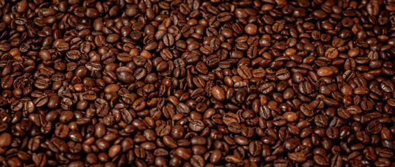 background of brown roasted coffee beans
