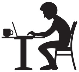 Laptop User in Silhouette