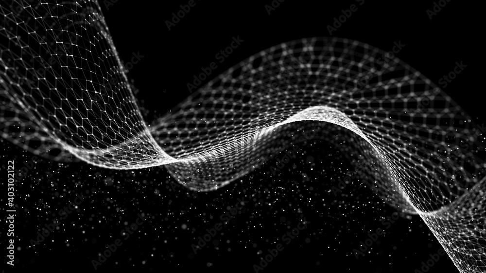 Poster Information Technology. Digital background. 3D visualization of big data. 3d rendering.
