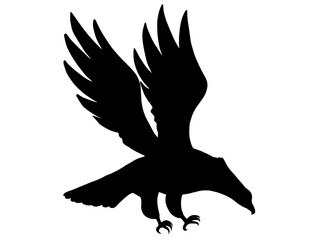 Obraz premium Eagle flying silhouette isolated on white background. Illustration