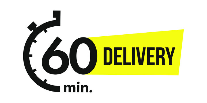 60 minutes delivery. Vector illustration.