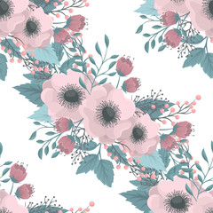 Pink flower seamless background