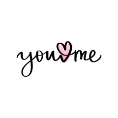 Love lettering vector quote. Romantic calligraphy phrase for Valentines day cards, family poster, wedding decoration.