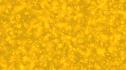 Bokeh bright yellow dreamy background with shiny glowing circle which are approaching like champagne bubble. For celebrating winter Holidays and Saint Patrick Day concept backdrop with copy space