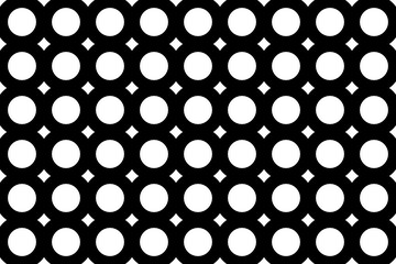 Black and white seamless abstract pattern with circles