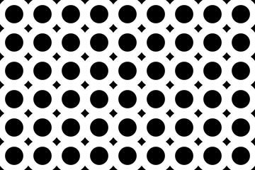 Black and white seamless abstract pattern with circles