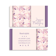 Flower business cards purple flowers