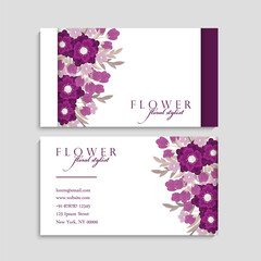 Flower business cards purple flowers