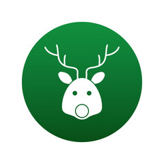 happy merry christmas reindeer head block style icon