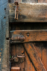 Old wooden door in Bürresheim Castle.