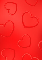Vector card with 3d hearts on a red gradient background. It can be used for congratulations on Valentine's Day, wedding, or other romantic holidays.