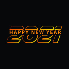 Happy New Year 2021 Text Typography Design Patter, Vector illustration.