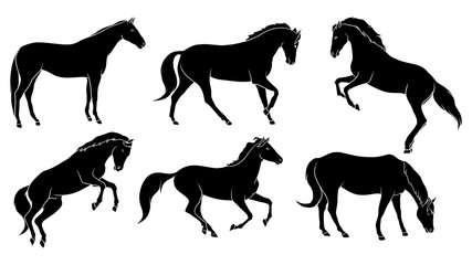 hand drawn silhouette of horse