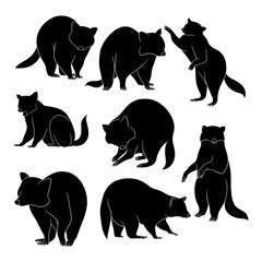 Hand drawn silhouette of racoon © Qbertstudio
