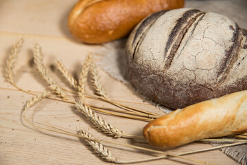 homemade bread on wooden rustic  background
