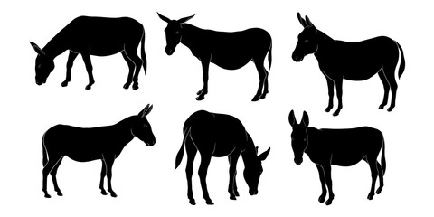 hand drawn silhouette of donkey