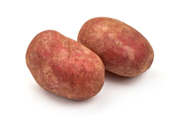 Washed potatoes, close-up, isolated on white background