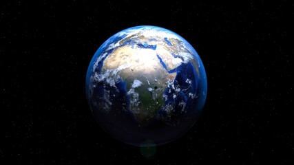 Fototapeta na wymiar Planet Earth on a black starry background. 3d graphics.