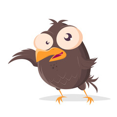 funny cartoon bird is presenting something