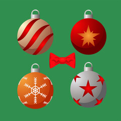 happy merry christmas set colors balls