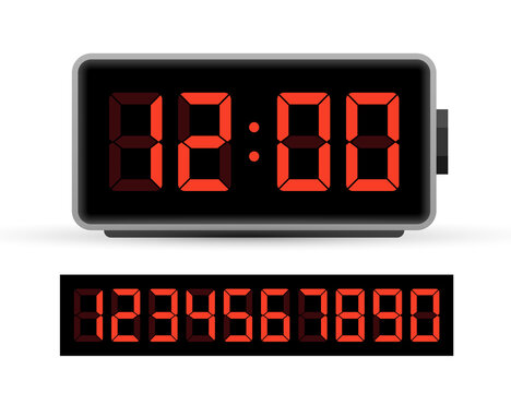 Digital clock number set. Time icon. Design element. Vector stock illustration.