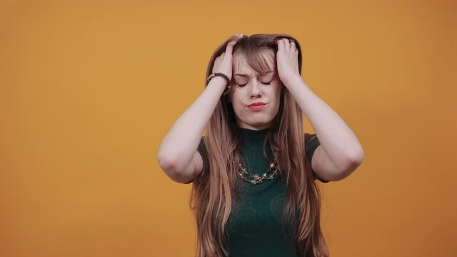 Forgetful holding hand to hair, touches head forgot something important regrets mistake feels stressed, bad memory absent-mindedness, facepalm disappointed, slapping forehead, oversight
