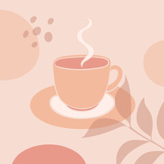 Abstract image of a tea cup and leaves.