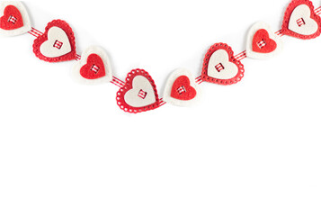 Valentine's day concept. Happy Valentine's Day card with hearts. Red hearts, envelope. Copyspace