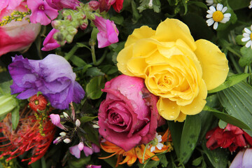 Flower arrangement in bright colors