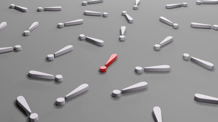 exclamation mark abstract background , 3D rendering