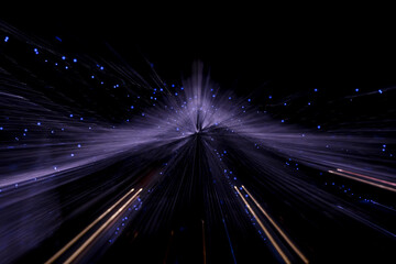 Abstract defocus motion curved lights on dark background